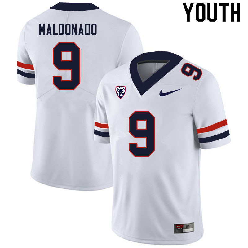 Youth #9 Gunner Maldonado Arizona Wildcats College Football Jerseys Sale-White - Click Image to Close